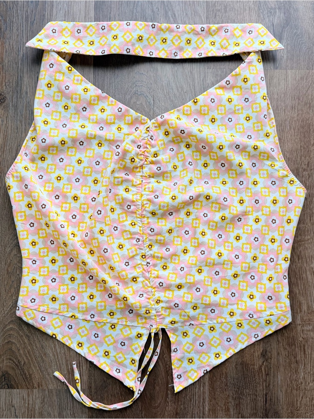 MILK & HONEY | Y2K | Floral Halter Top | Retro Ruched | Tie Front Tank | Pastel